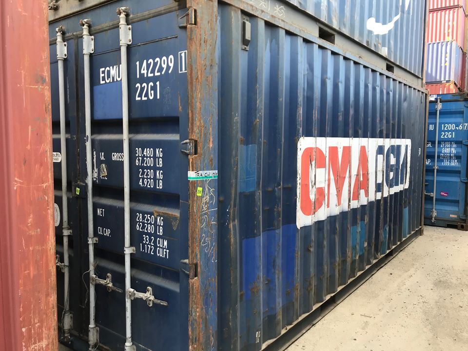 Container with company name on it ready for shipment - Oz Shipping Containers in Young