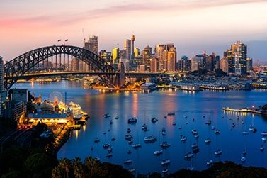 Panorama of Sydney Harbour and Bridge in Sydney, NSW