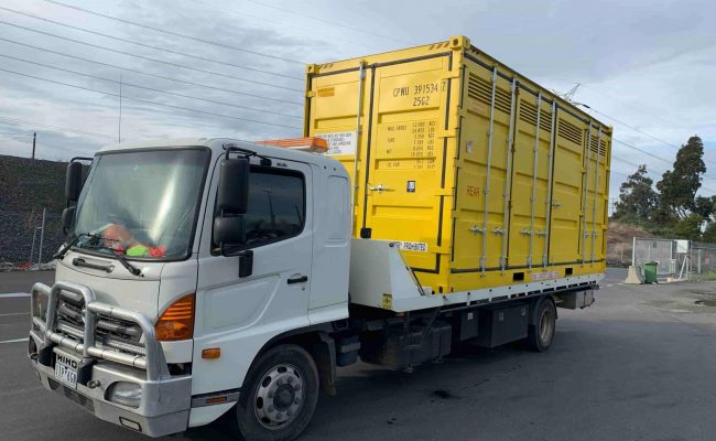 Transporting shipping container on truck - Oz Shipping Containers in Perth, WA