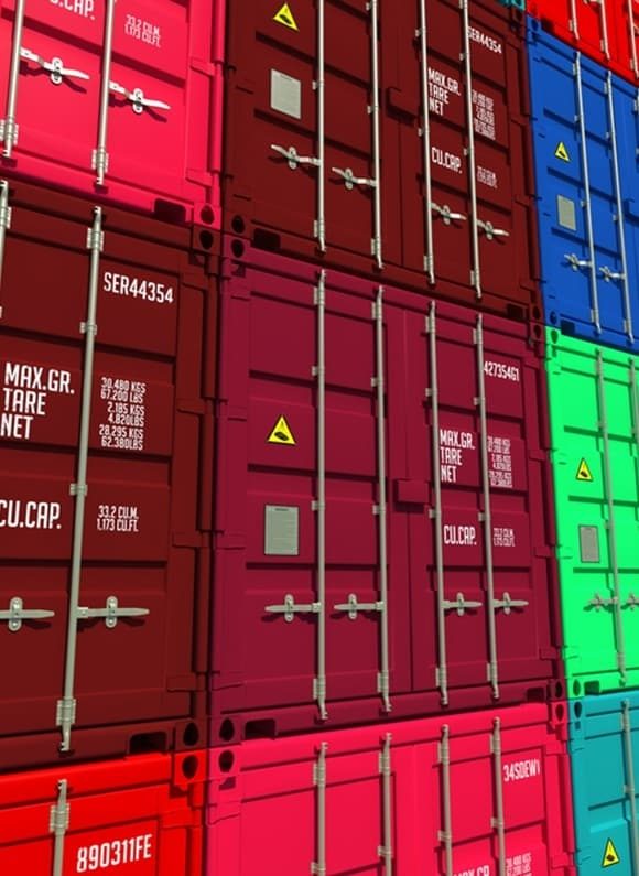 Stacked Colourful Cargo Containers - Oz Shipping Containers in Australia
